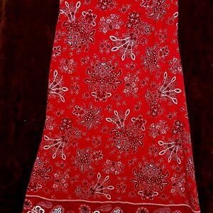 Coldwater Creek red, white & black bandana maxi skirt (1X)